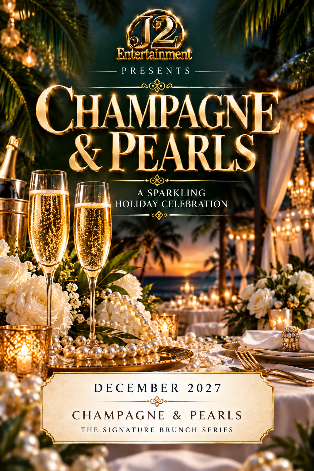 Champagne & Pearls event poster